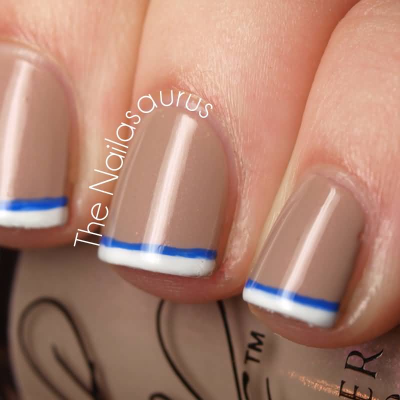 Blue And White French Tip Nail Art