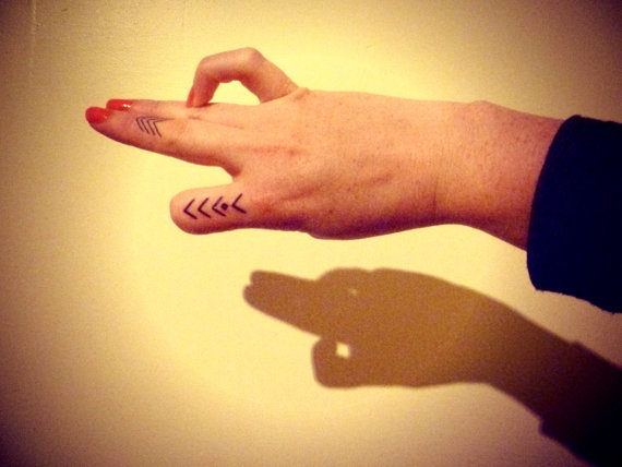 Chevron Arrows Tattoos On Fingers For Girl