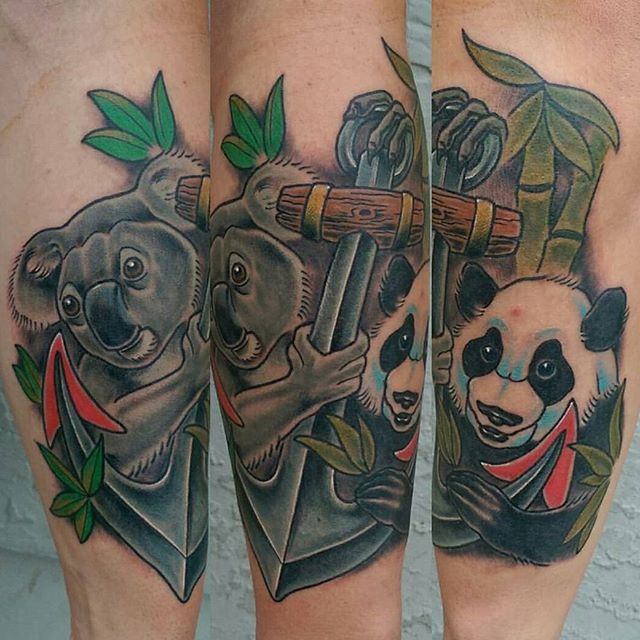 Colorful Koala Panda Tattoo
