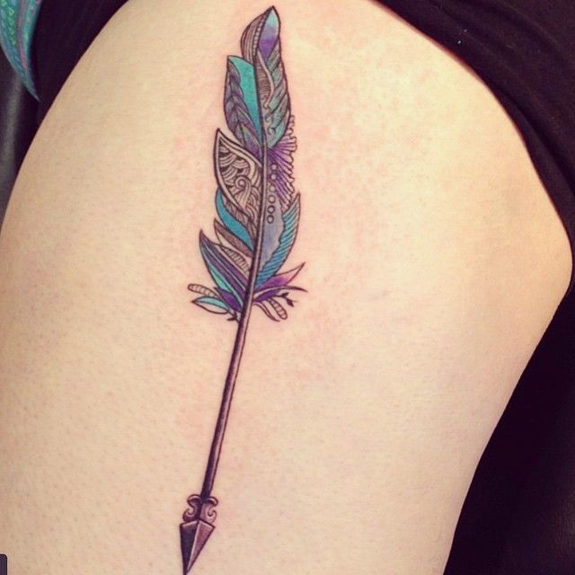 Colorful Fairytail Small Arrow Tattoo Design