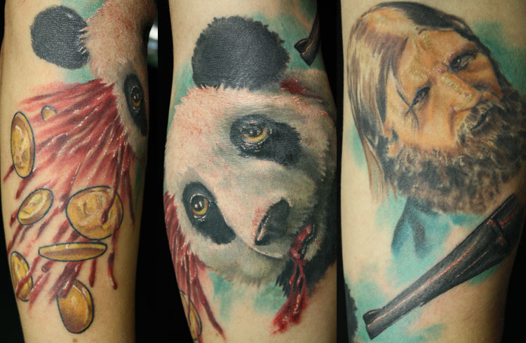 Colorful Panda With Killer Tattoo