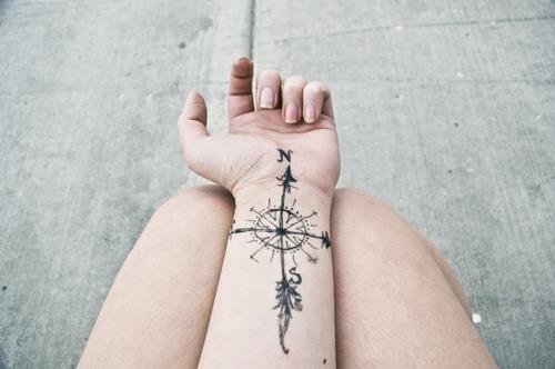 Compass Arrow Tattoo On Wrist