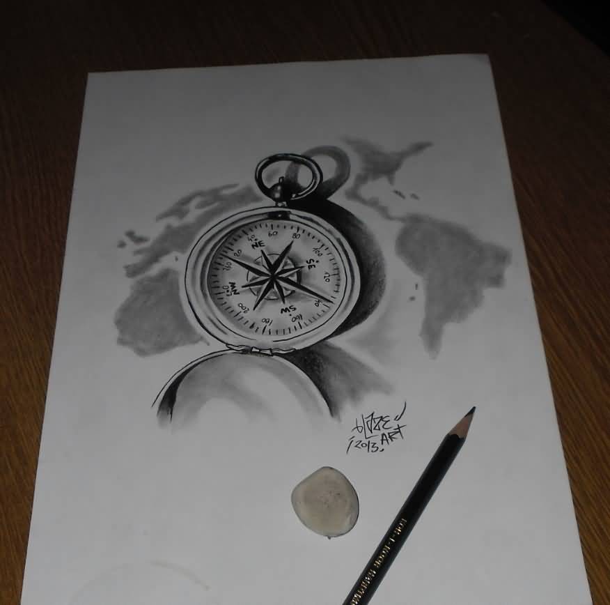 Compass Tattoo Design Idea by Blazeovsky
