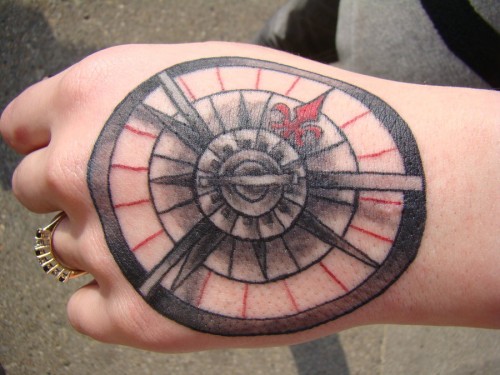 Compass Tattoo On Left Hand