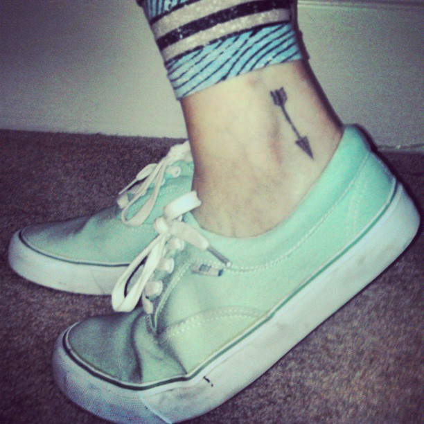 Cool Arrow Tattoo On Ankle For Girls