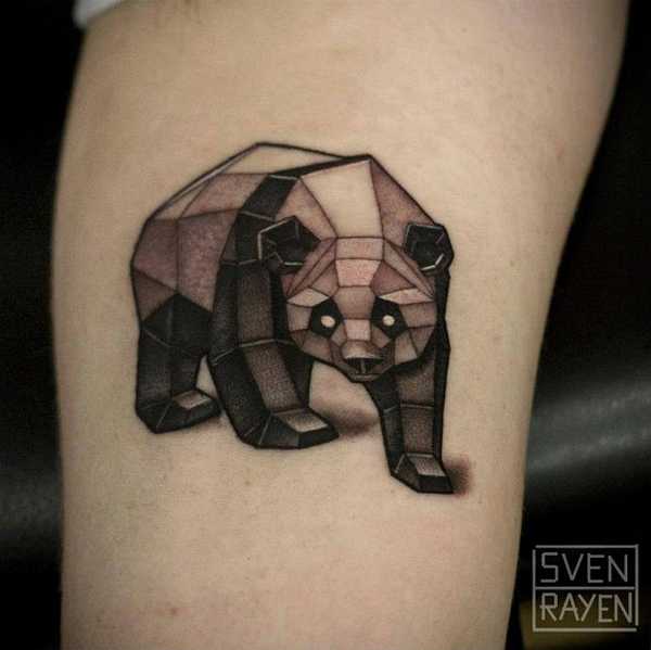 Cool Geometric Panda Tattoo On Forearm
