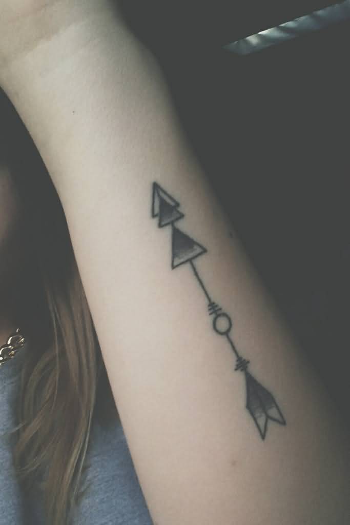 Cool geometric Arrow Tattoo On Forearm