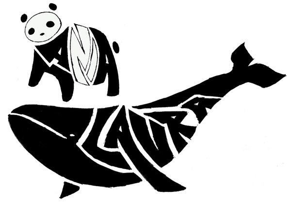Creative Tribal Panda With Large Whale Tattoo Design