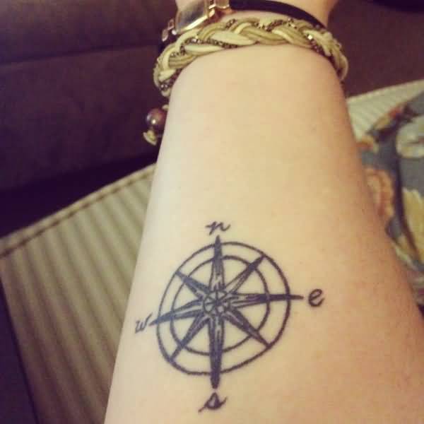 Cute Compass Tattoo On Wrist For Girls