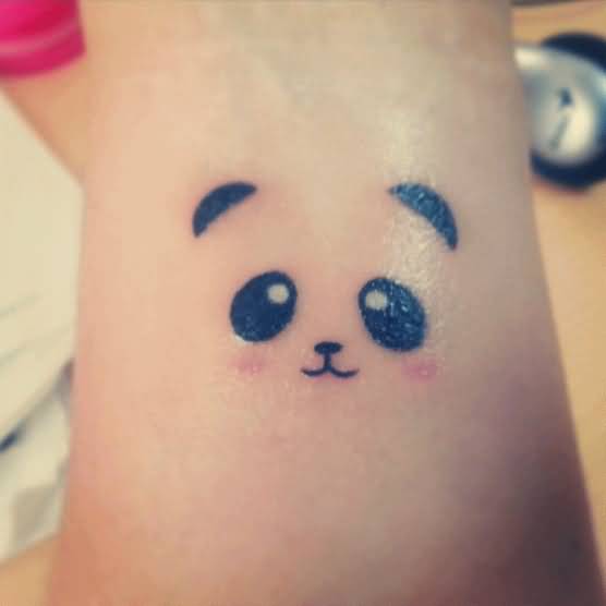 Cute Panda Cub Face Tattoo On Forearm