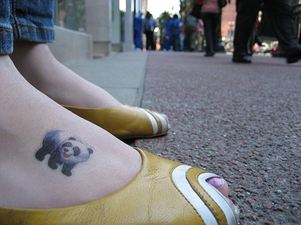 Cute Panda Cub Tattoo On Foot For Girl