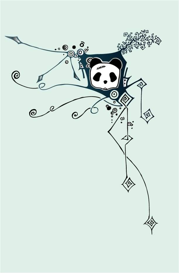 Cute Panda Head Tattoo Design