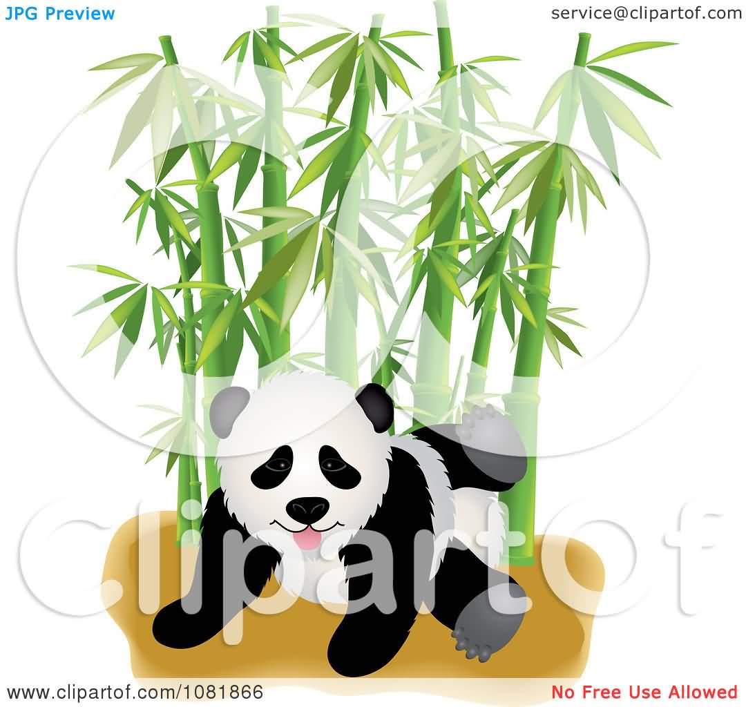 Cute Playful Baby Panda With Bamboos Tattoo Design