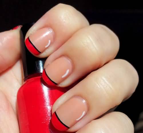 Cute Red French Tip Nail Art