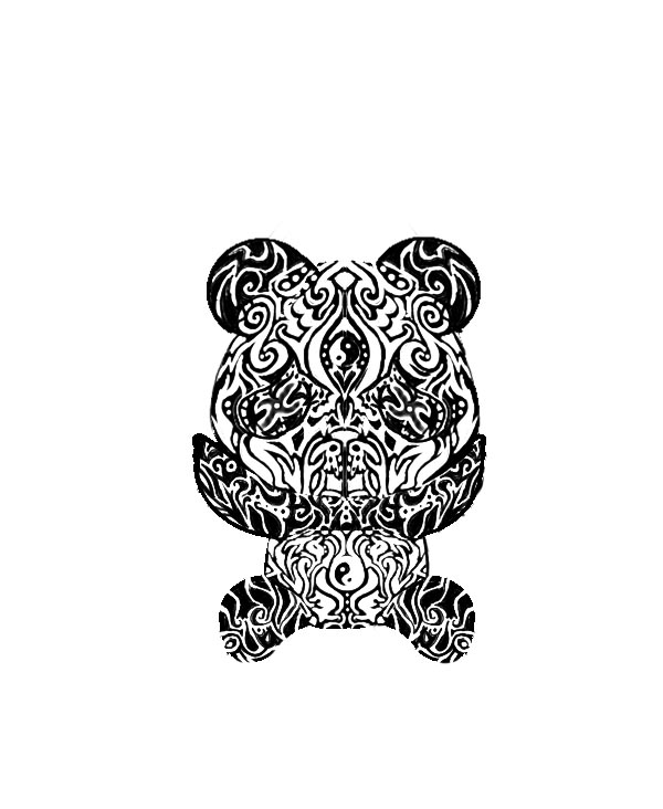 Cute Tribal Little Panda Tattoo Design