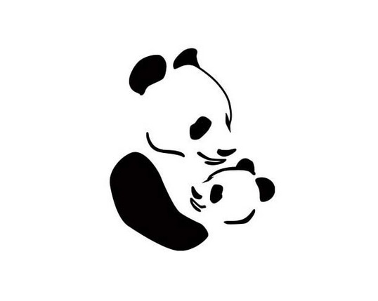 Cute Tribal Panda With Baby Tattoo Design