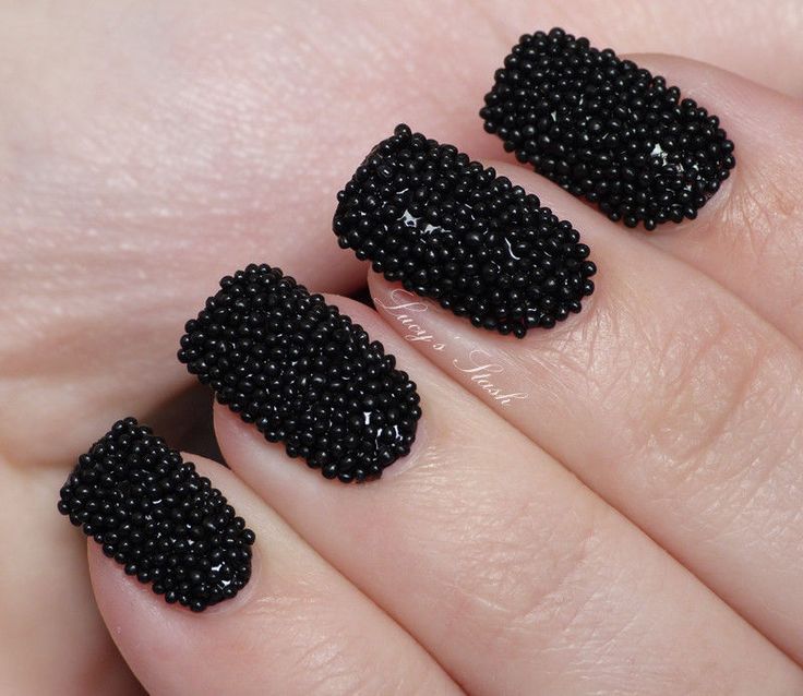 Dark Black Caviar Beads Balls Nail Art