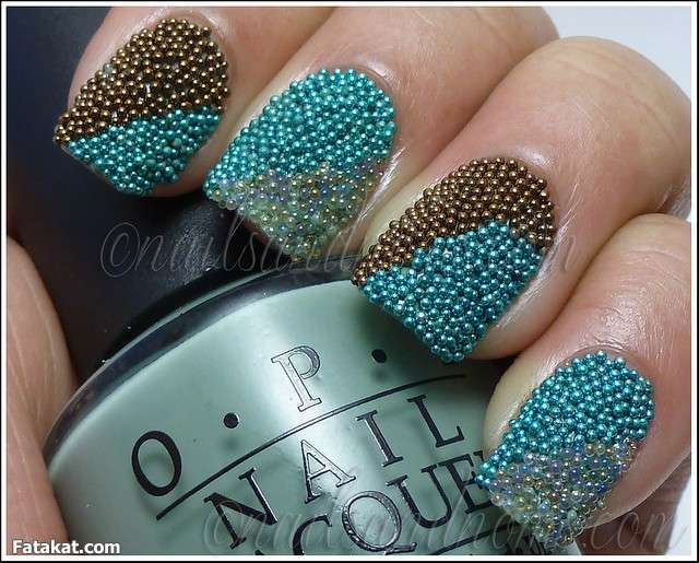 Diagonal Caviar Nail Art Design