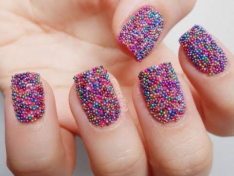 Easy Multicolor Caviar Nail Design