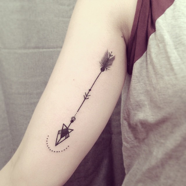 Elegant Small Arrow Tattoo On Bicep By Ana Work