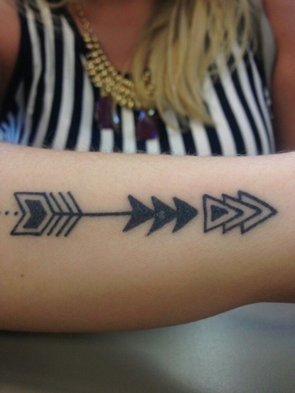 Elegant Tribal Arrow Tattoo On Forearm