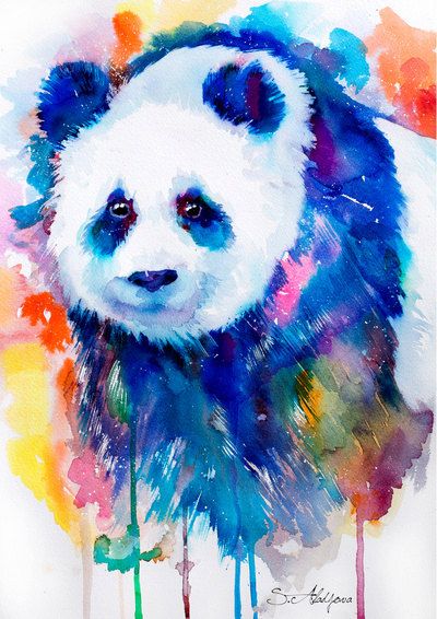Extremely Beautiful Panda Watercolor Tattoo Design