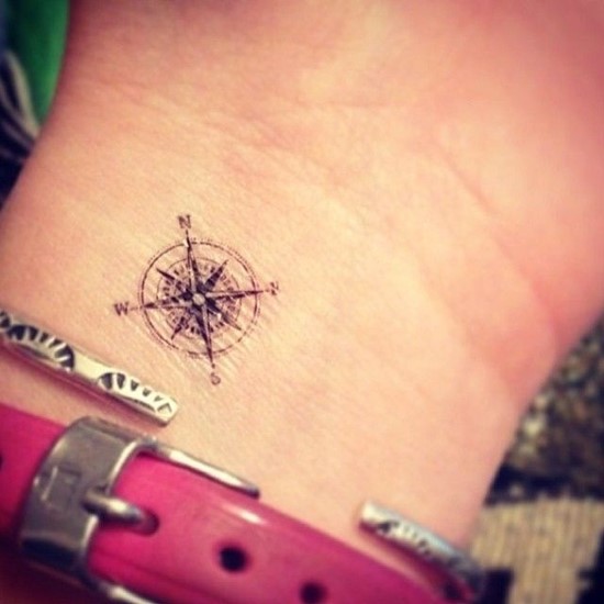 Feminine Compass Tattoo On Left Wrist