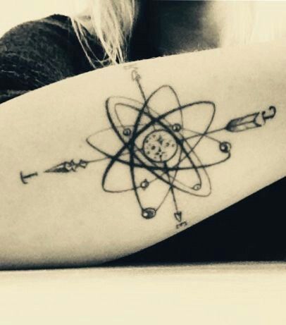 Feminine Compass Tattoo On Right Sleeve