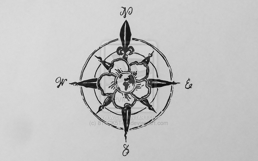 Flower Compass Tattoo Design