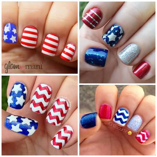 Four Different Fourth Of July Nail Art Design Ideas