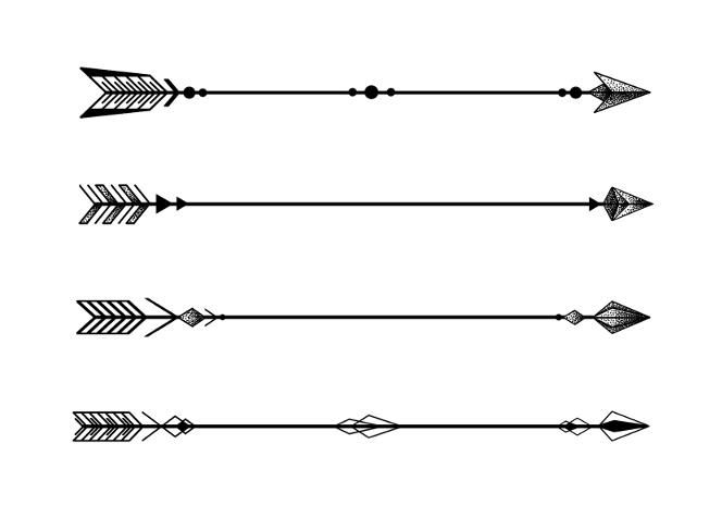 Four Minimalist Geometric Arrows Tattoo Design