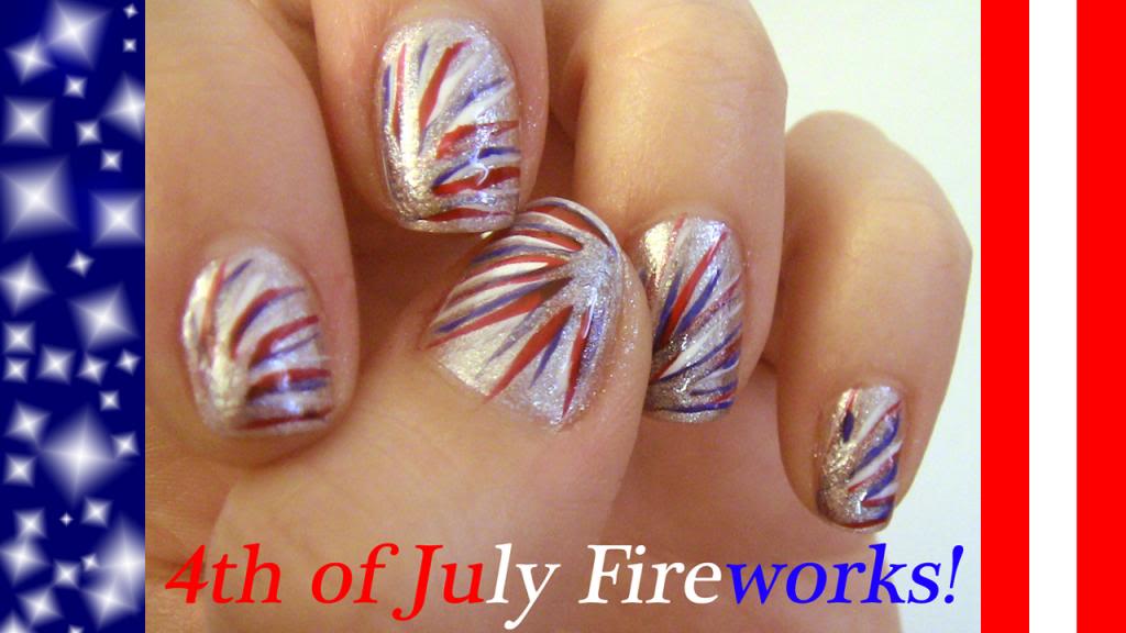 Fourth Of July Fireworks Nail Art