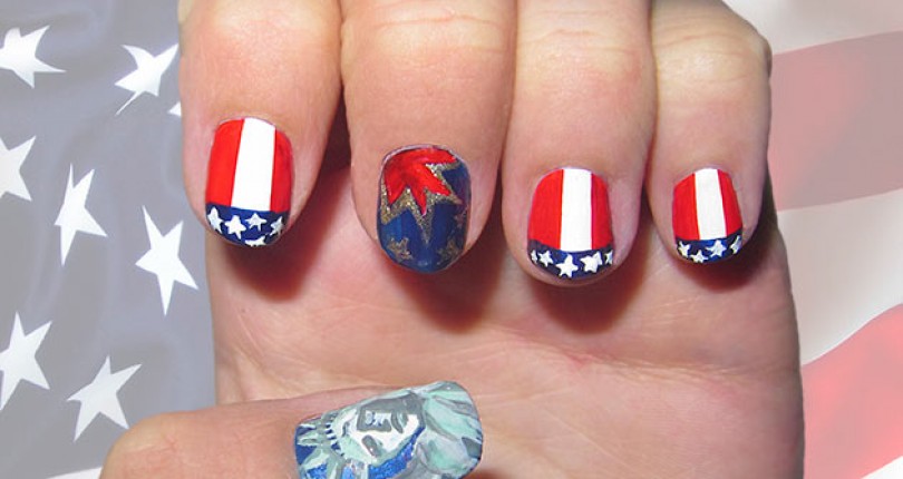Fourth Of July Nail Art Design For Short Nails