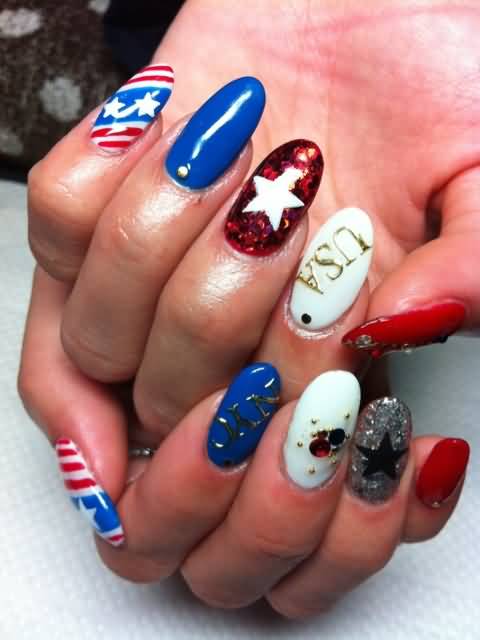 Fourth Of July Nail Art Design