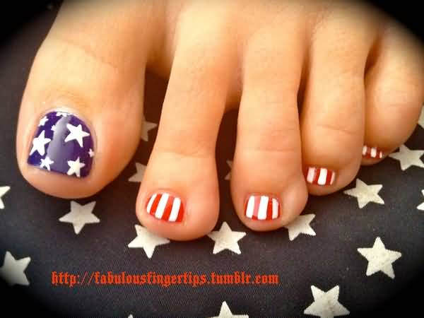 Fourth Of July Nail Art For Feet