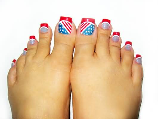 Fourth Of July Nail Art For Toe