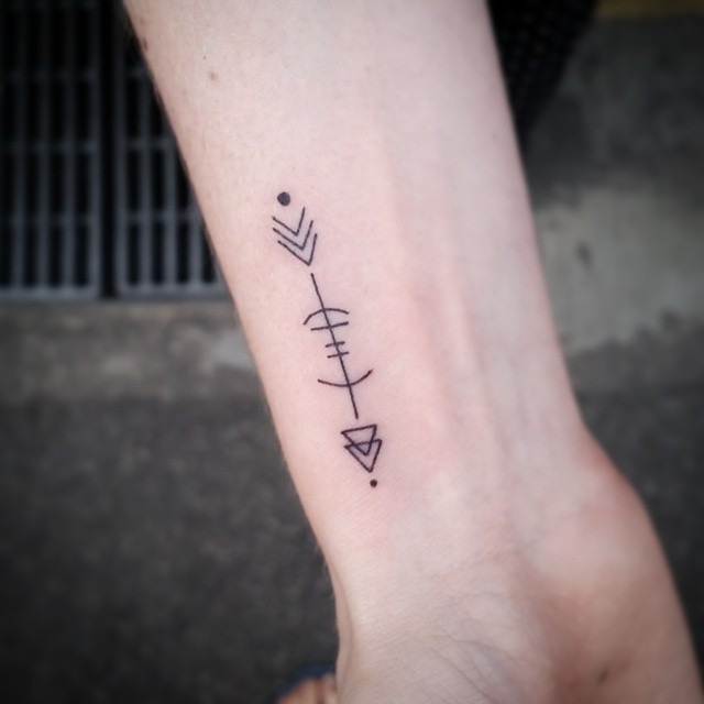 Geometric Arrow Tattoo On Wrist
