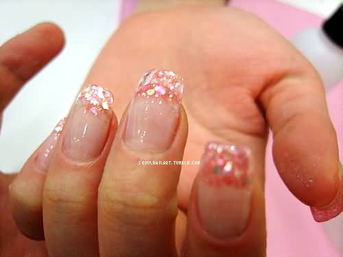 Glitter Gel French Tip Nail Art Design