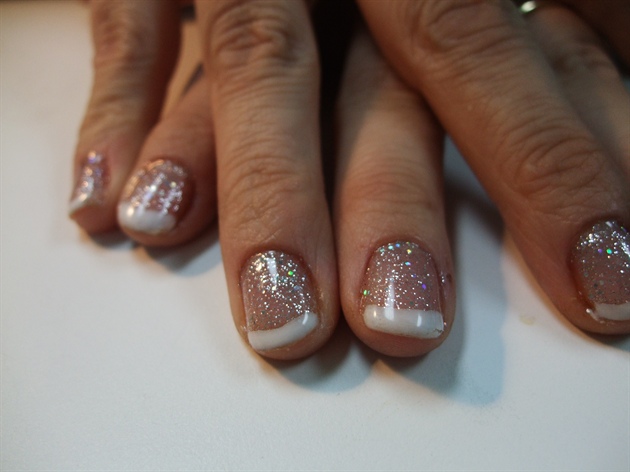 Glitter Gel Nails With White French Tip Nail Art