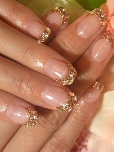 Gold Glitter French Tip Nail Art Design
