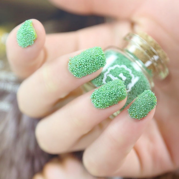 Green Caviar Nail Art Design