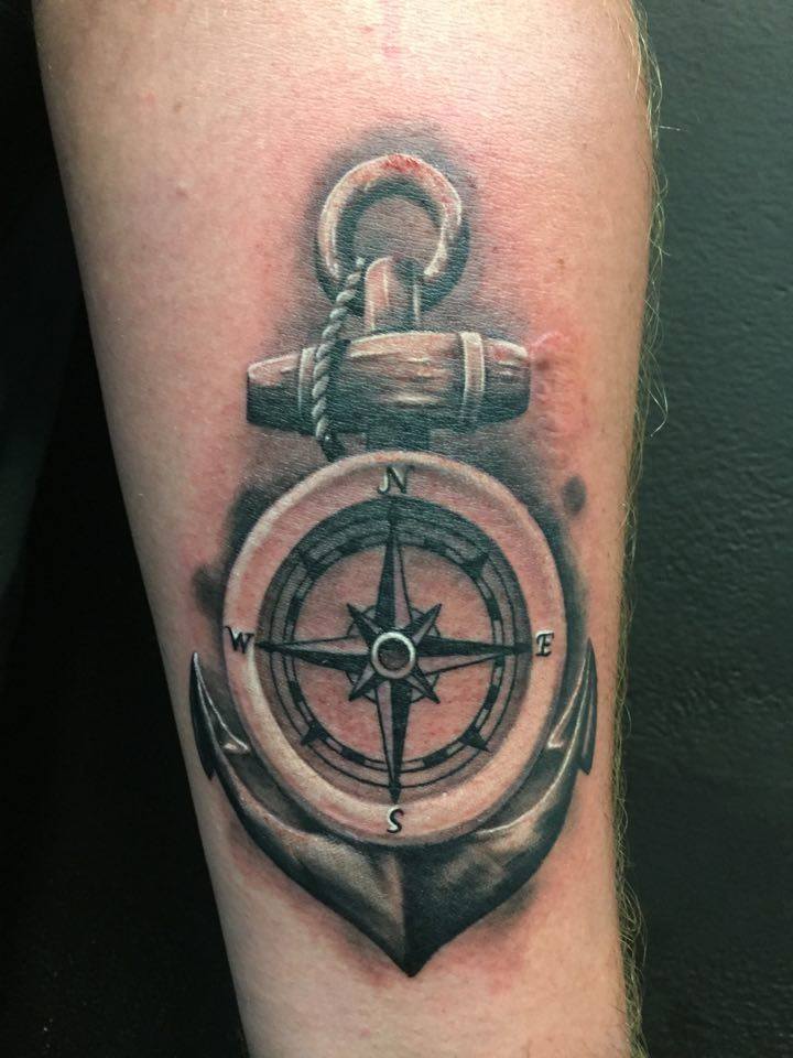 3D Anchor And Compass Tattoo Image by Kano