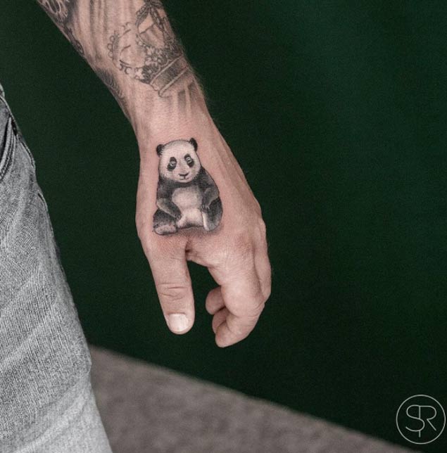 Incredible Small Panda Tattoo On Hand By Sven Rayen