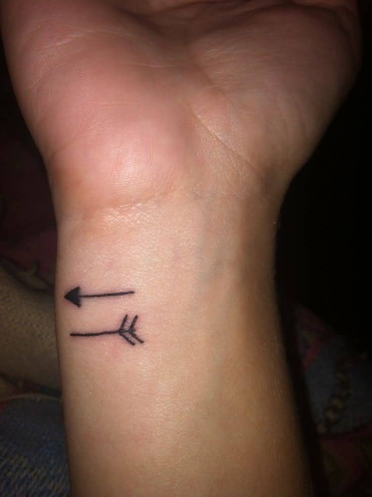 Little Black Arrow Tattoo On Inner Wrist