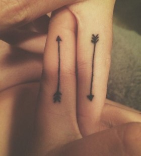 Matching Arrow Tattoos On Fingers