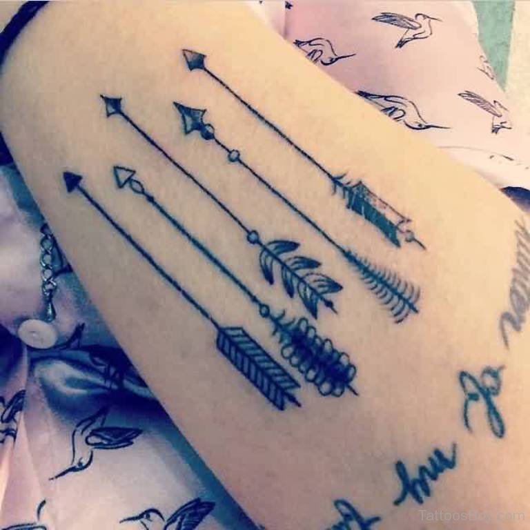 Mind blowing Arrows Tattoo With Wording Design