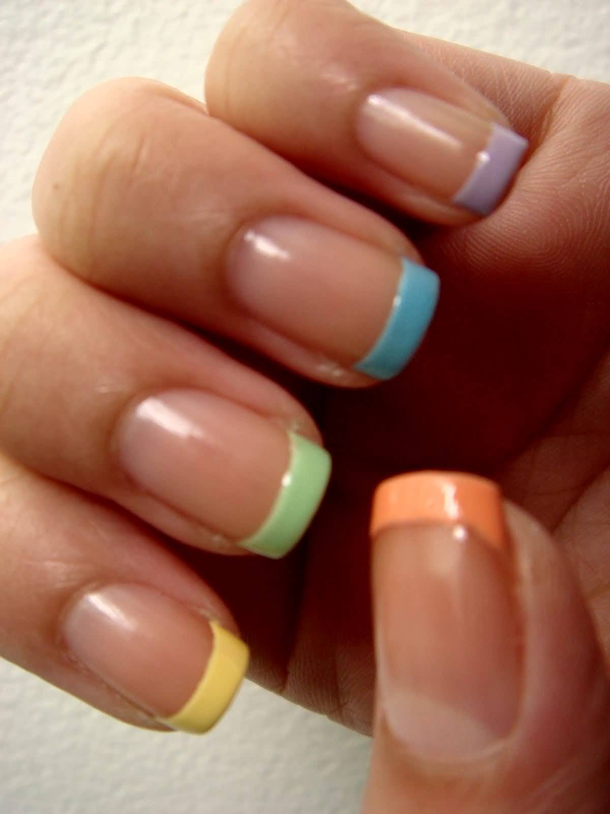 Multicolor French Tip Nail Art Design
