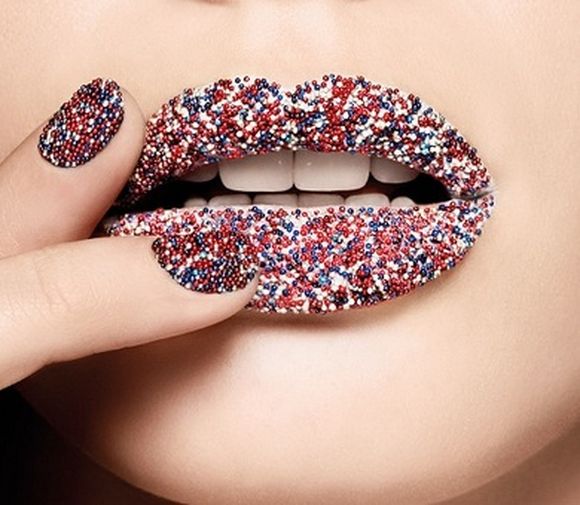 Multicolored Caviar Nail Art Design