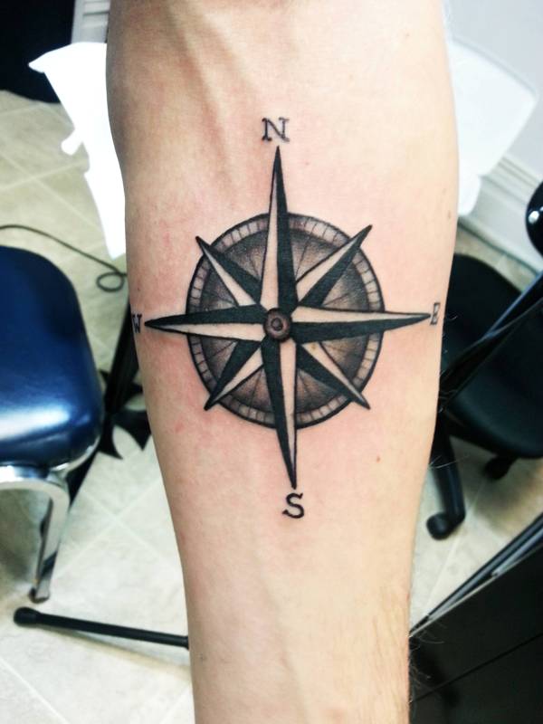 Nautical Compass Tattoo On Forearm