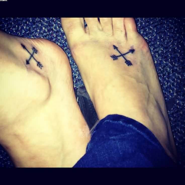 New Matching Crossed Arrow Tattoo On Foot